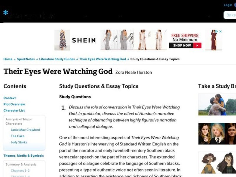 essay topics for their eyes were watching god