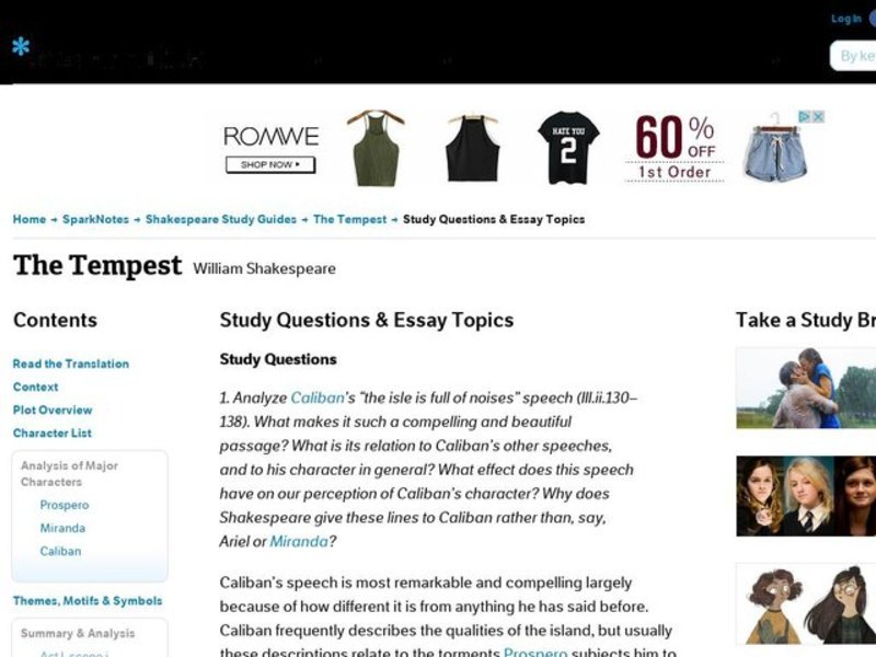 The Tempest Study Questions Essay Topics Interactive For Th The Tempest Study Questions Essay Topics Interactive For Th Higher Ed Lesson Planet Essay About Science also Help Writing University Assignments How To Write A Good Thesis Statement For An Essay