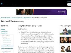 War And Peace Lesson Plans Worksheets Lesson Planet War And Peace Study Questions Essay Topics Examples Of Thesis Essays also Easy Persuasive Essay Topics For High School Persuasive Essay Thesis Statement