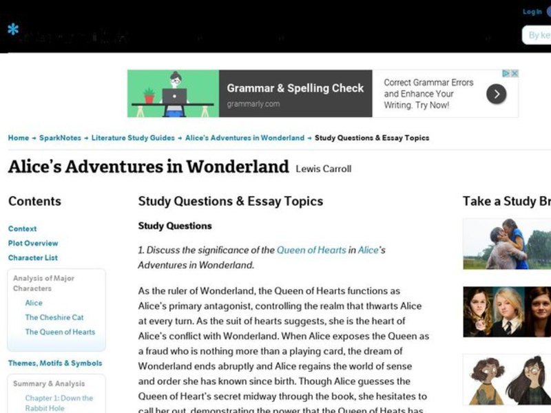 Alice in wonderland comprehension questions answers image