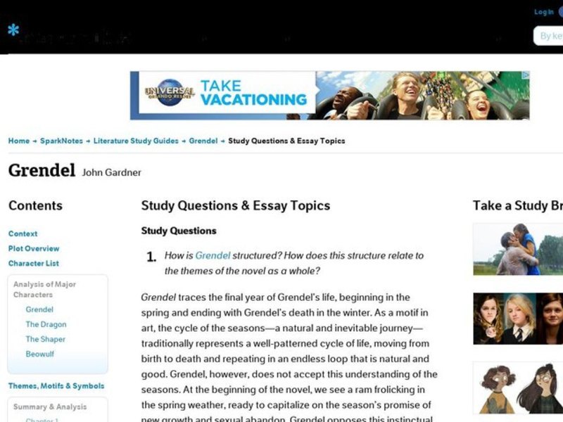Grendel essay topics