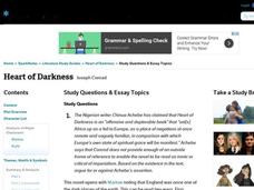 Essay On Crime And Punishment Heart Of Darkness Study Questions Essay Topics Essays In Existentialism also What Is A Diagnostic Essay Heart Of Darkness Lesson Plans Worksheets Reviewed By Teachers Essay Outline Samples
