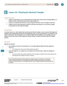 Checking for Identical Triangles II Lesson Plan
