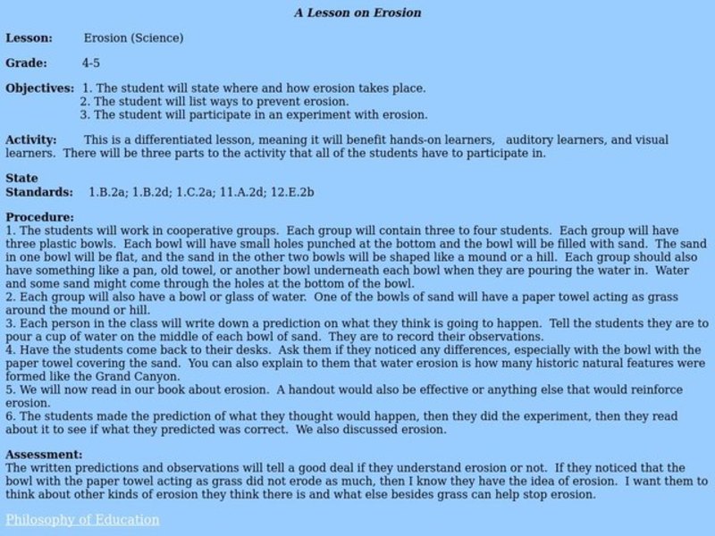 Erosion Lesson Plan For 4th 5th Grade Lesson Planet Erosion Lesson Plan For 4th 5th Grade Lesson Planet