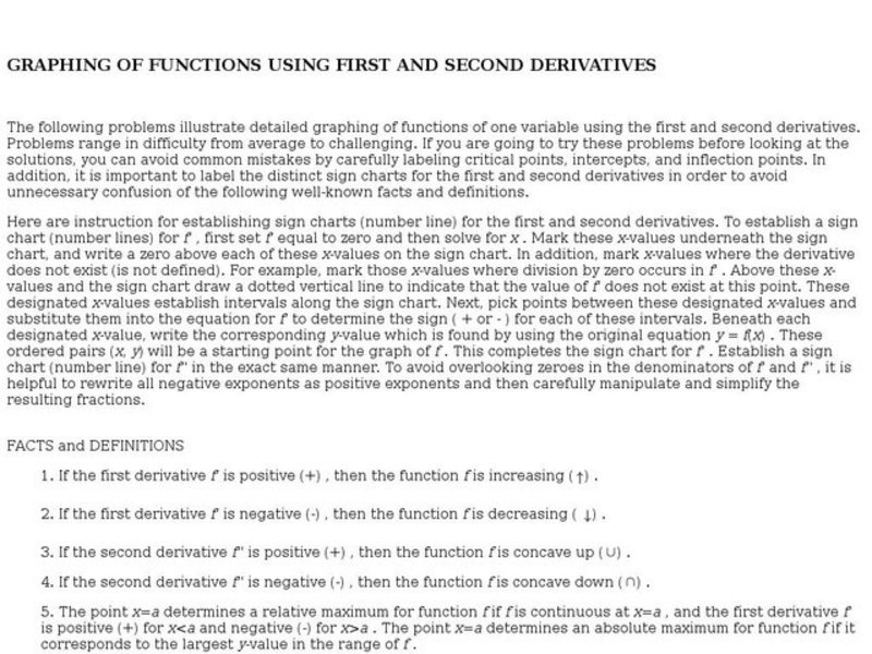 Graphing Of Functions Using First And Second Derivatives Interactive Graphing Of Functions Using First And Second Derivatives Interactive