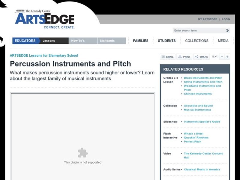 Percussion Instruments and Pitch Lesson Plan for 4th 7th Grade