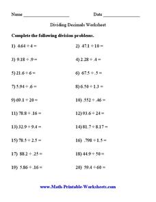 Dividing Decimals Worksheet Interactive for 5th - 10th Grade | Lesson ...