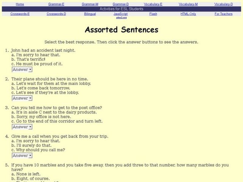 Assorted Sentences Interactive for 3rd 6th Grade Lesson
