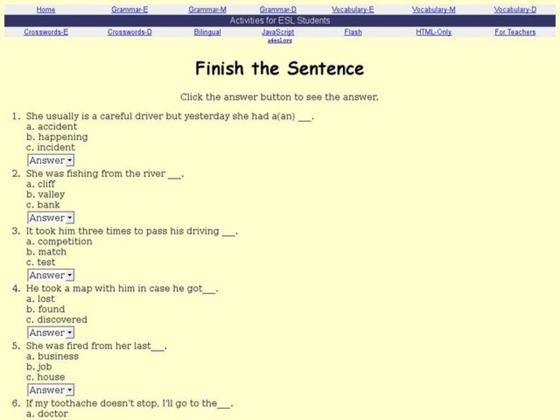 Finish the Sentence Interactive for 3rd 5th Grade Lesson