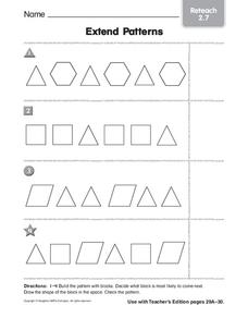 Extend Patterns Worksheet for Kindergarten | Lesson Planet