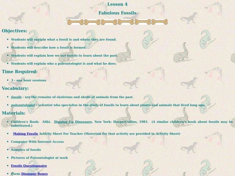 Fabulous Fossils Lesson Plan for 2nd 4th Grade Lesson