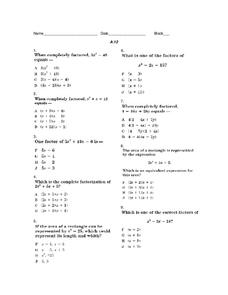 Factoring Worksheet