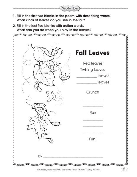 Fall Leaves Worksheet for 4th - 5th Grade | Lesson Planet