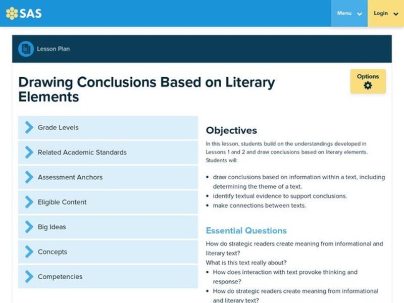 Drawing Conclusions Based on Literary Elements Lesson Plan for 3rd 5th Grade Lesson