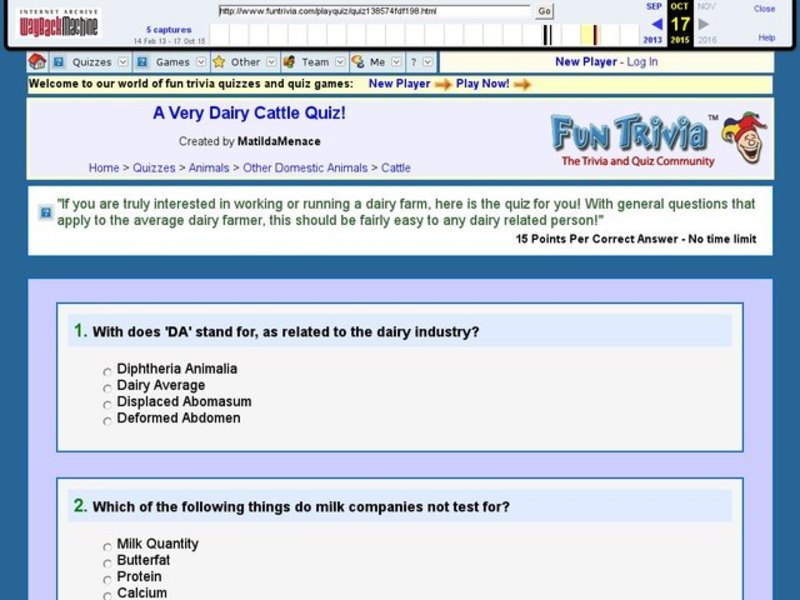 A Very Dairy Cattle Quiz! Interactive for 5th 8th Grade Lesson