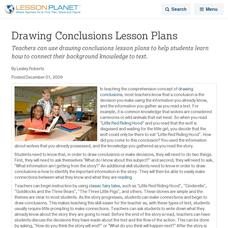 Drawing Conclusions Lesson Plans Lesson Planet Article