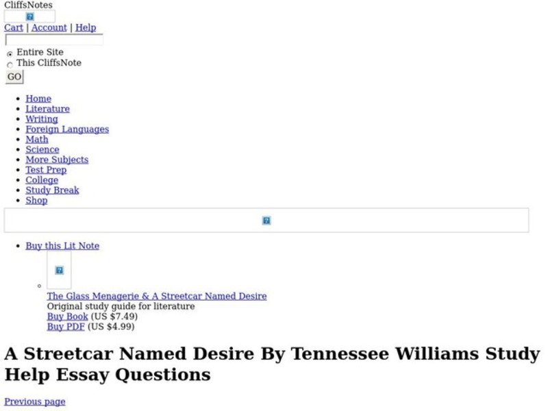 Romeo And Juliet Essay Thesis A Streetcar Named Desire By Tennessee Williams Interactive Proposal Essays also Comparison Contrast Essay Example Paper A Streetcar Named Desire By Tennessee Williams Interactive For Th Argumentative Essay Thesis Example