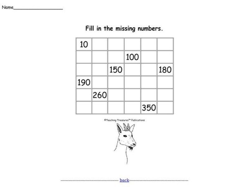 fill in the missing numbers worksheet for 2nd 3rd grade