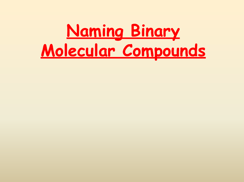 Naming Binary Molecular Compounds