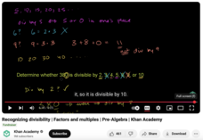 Recognizing Divisibility, Factors and Multiples, Pre-Algebra Instructional Video