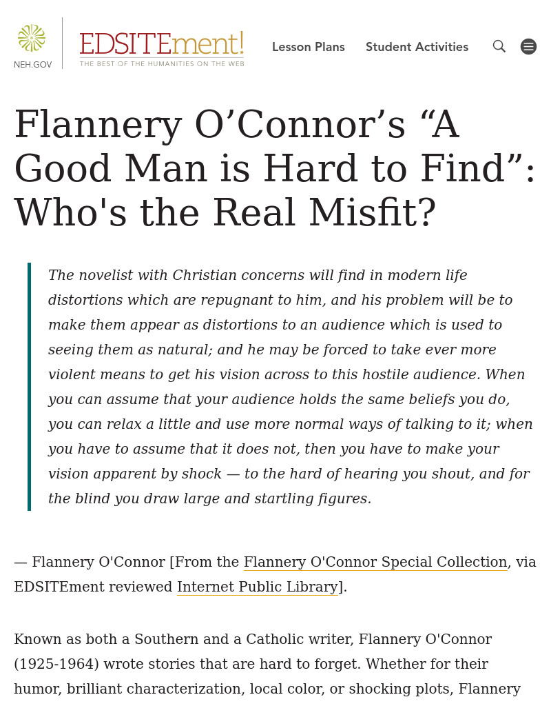A good man is hard to find term paper