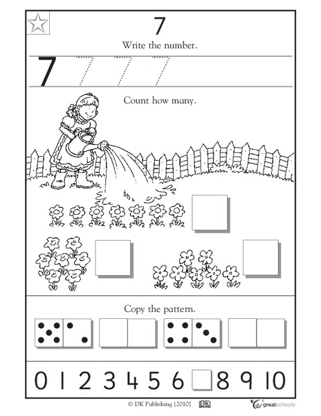 learning 7 write the number worksheet for pre k kindergarten