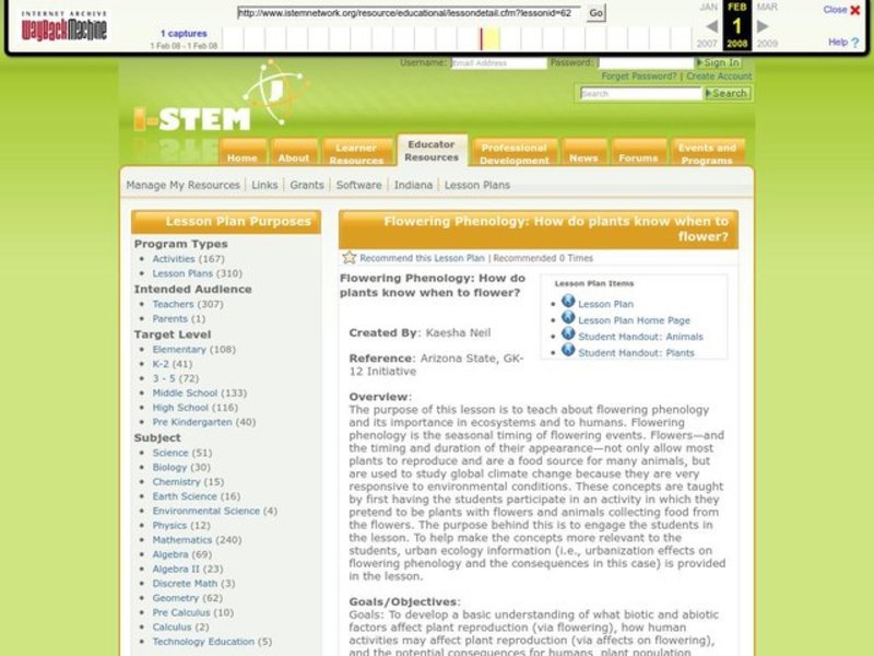 Flowering Phenology How Do Plants Know When to Flower? Lesson Plan for