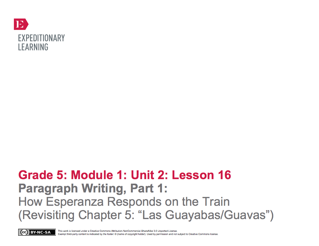 ... Paragraph Writing, Part 1: How Esperanza Responds on the Train (Revisiting Chapter 5