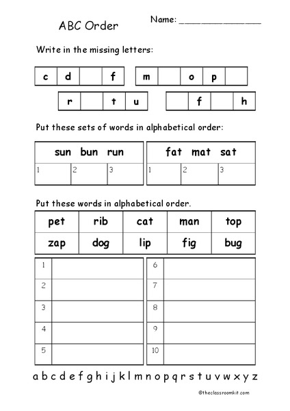 abc order worksheet for 1st 3rd grade lesson planet