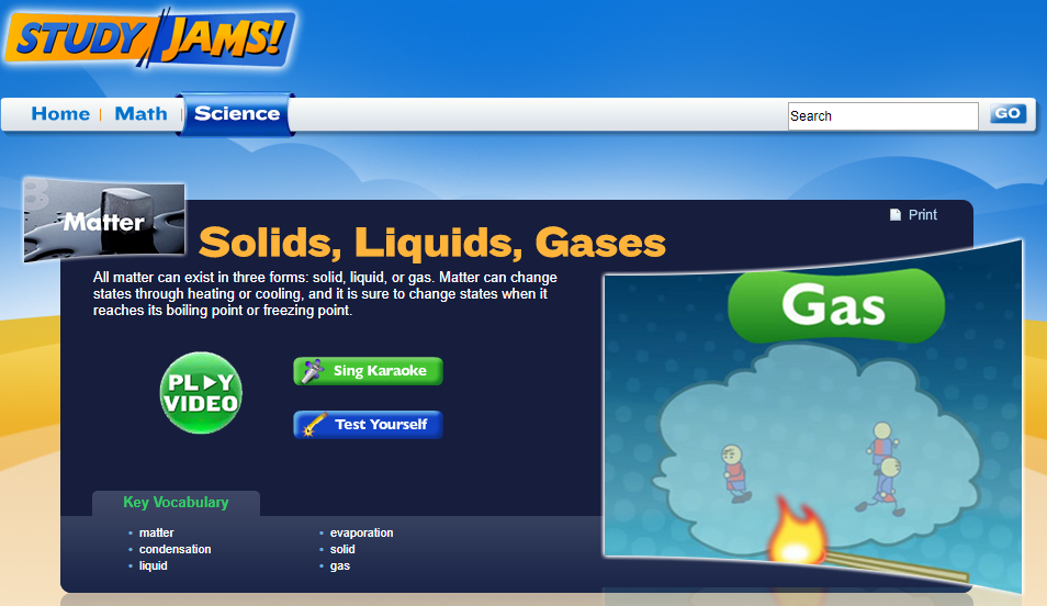 Study Jams! Solids, Liquids, Gases Interactive for 4th 8th Grade Lesson