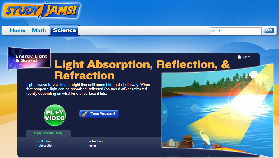 Study Jams! Light Absorption, Reflection, & Refraction Interactive for
