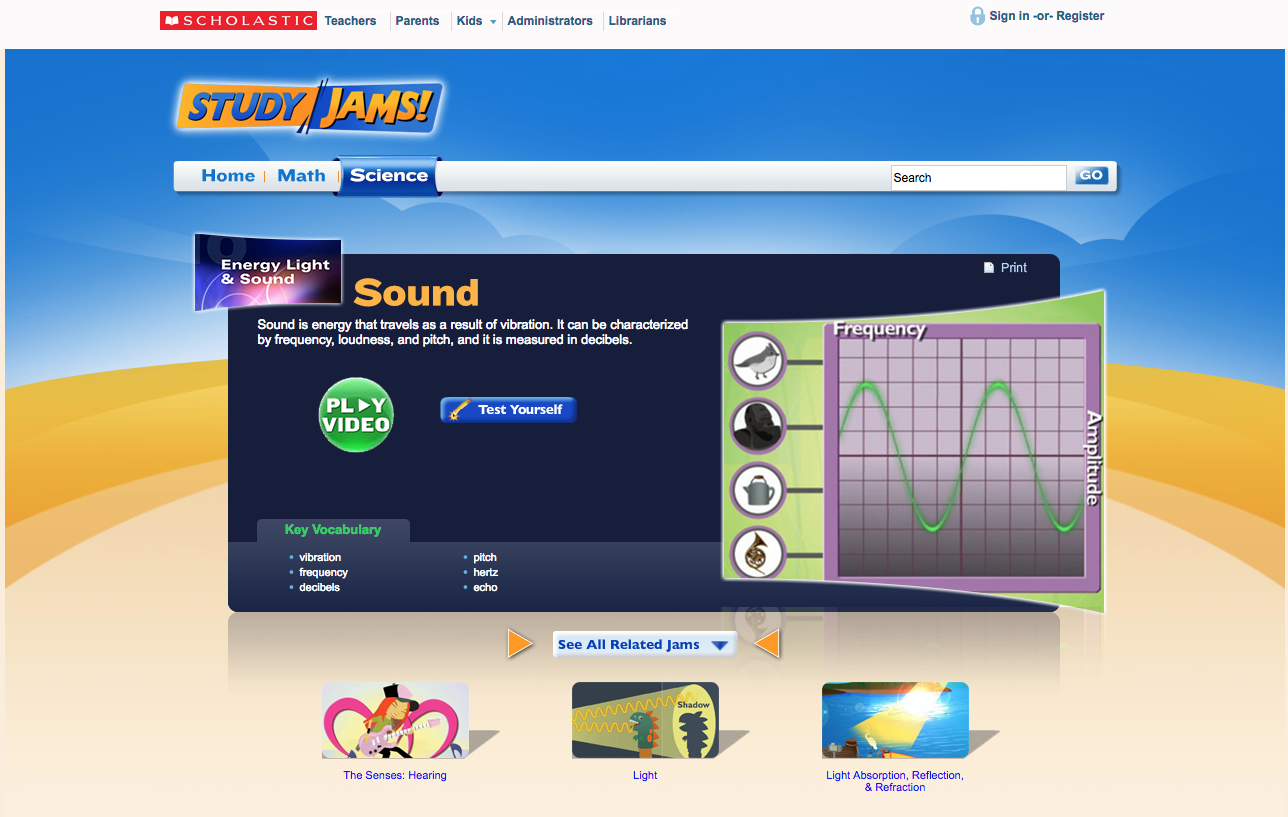 Study Jams! Sound Interactive for 4th 8th Grade Lesson