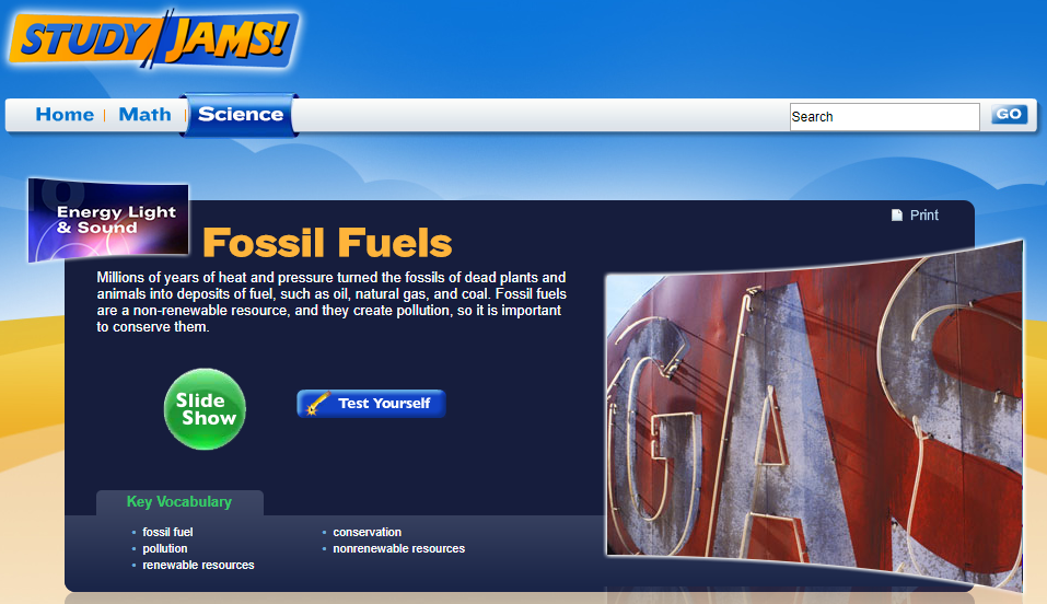 Study Jams! Fossil Fuels Interactive for 4th 8th Grade Lesson