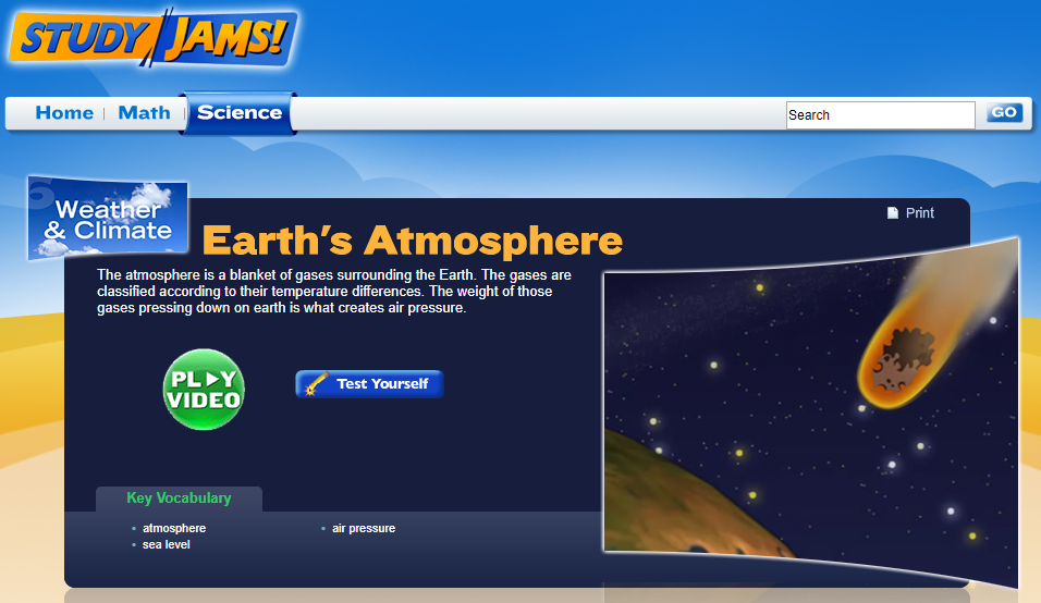 Study Jams! Earth's Atmosphere Interactive for 4th 10th Grade Lesson