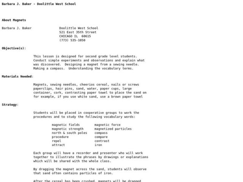 About Lesson Plan for 2nd Grade Lesson