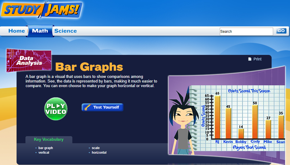 Study Jams! Bar Graphs Interactive for 2nd 6th Grade Lesson