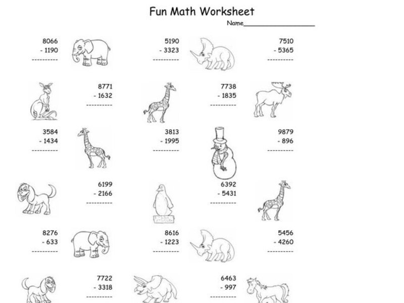 Fun Math Worksheet Worksheet for 4th Grade | Lesson Planet