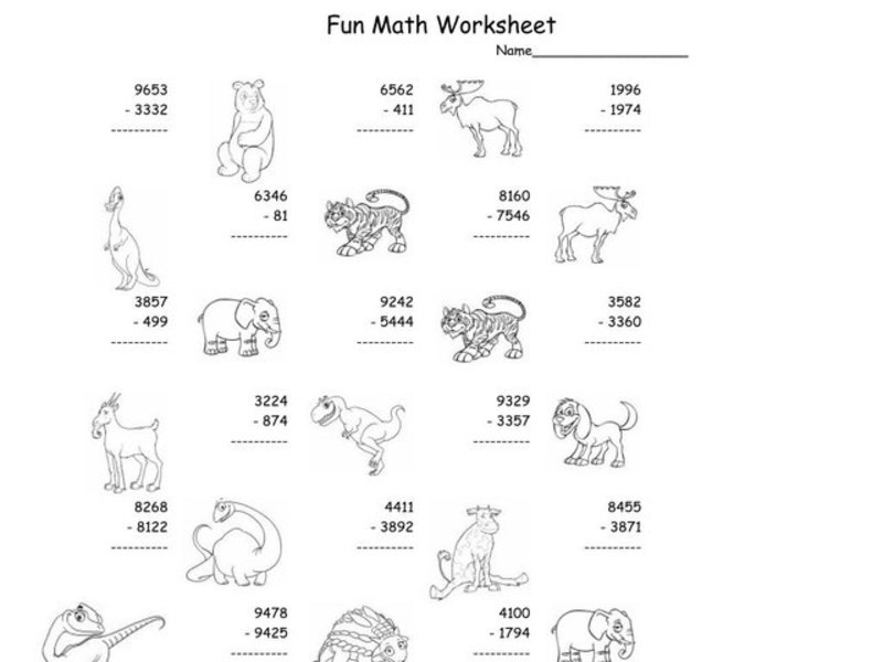 Fun Math Worksheet Worksheet for 4th Grade | Lesson Planet