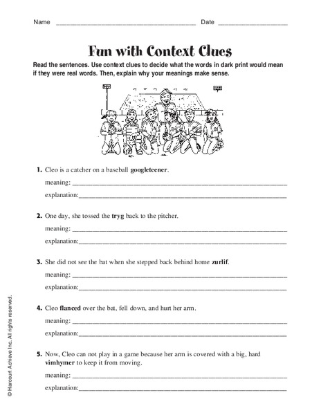fun with context clues worksheet for 3rd 5th grade lesson planet