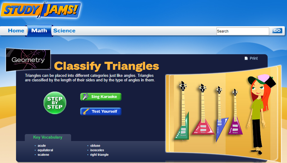 Study Jams! Classify Triangles Interactive for 5th 8th Grade Lesson