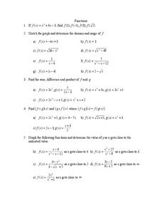 Functions Worksheet for 9th - 11th Grade | Lesson Planet