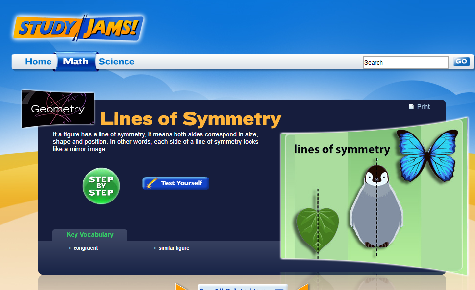 Study Jams! Lines of Symmetry Interactive for 3rd 5th Grade Lesson
