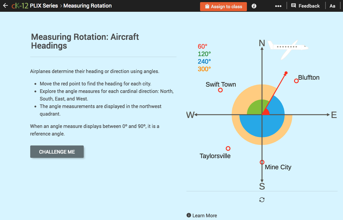 Measuring Rotation Aircraft Headings Interactive for 9th 12th Grade