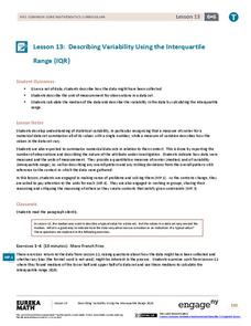 Describing Variability Using the Interquartile Range (IQR) Lesson Plan