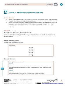 Replacing Letters with Numbers II Lesson Plan