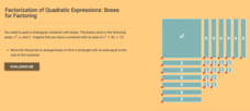 Factorization of Quadratic Expressions: Boxes for Factoring Interactive