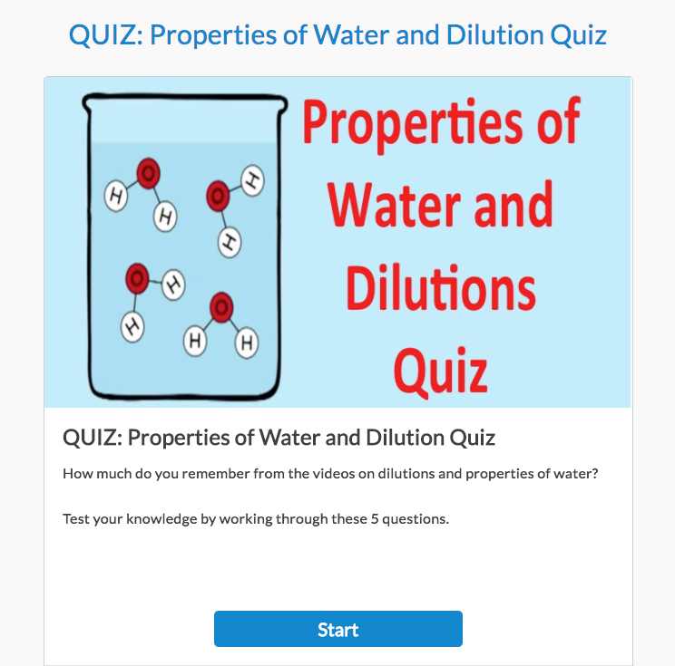 QUIZ Properties of Water and Dilution Interactive for 9th 12th Grade
