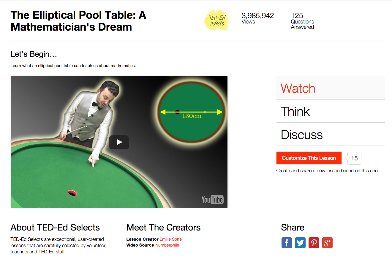 The Elliptical Pool Table: A Mathematician's Dream Video ...