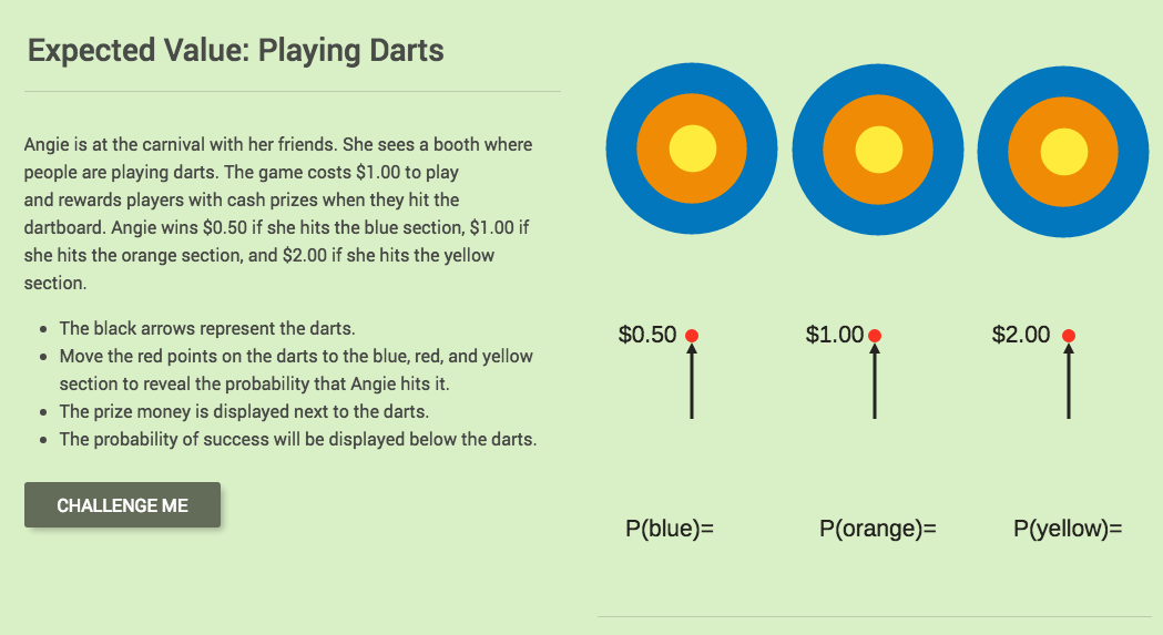 Expected Value Playing Darts Interactive for 11th 12th Grade