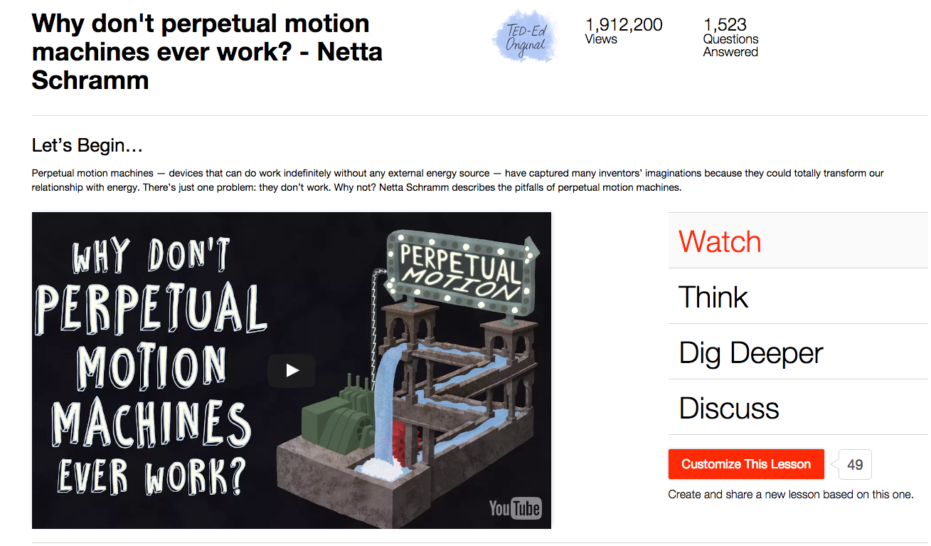 Why Don't Perpetual Motion Machines Ever Work? Instructional Video for